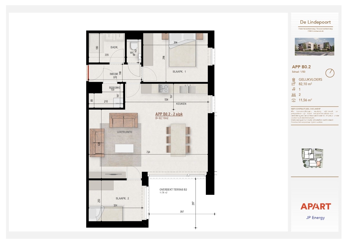 Benedenverdieping te  koop in Grobbendonk 2280 278000.00€ 2 slaapkamers 82.10m² - Zoekertje 300774